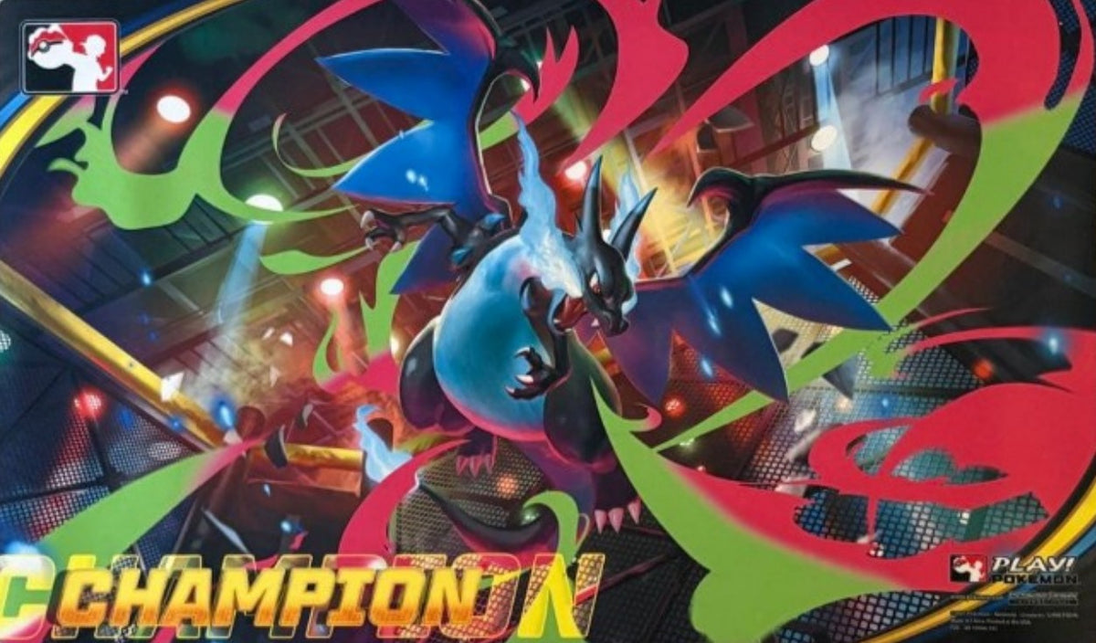 〔状態A-〕プレイマット『海外/メガリザードンX(CHAMPION/Playロゴ)※』【サプライ】{-}