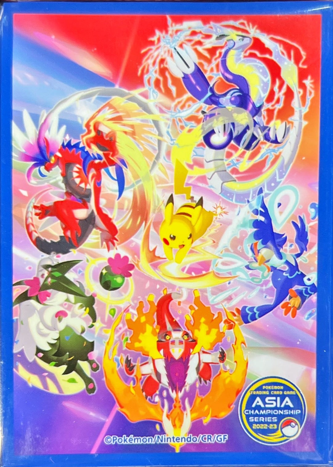 〔状態A-〕デッキシールド『ピカチュウ&パルデア御三家&コライドン&ミライドン(ASIA CS 2022-23)※』64枚入り【サプライ】{-}