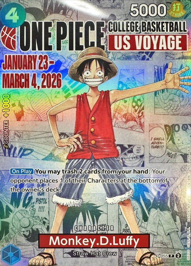 〔状態A-〕モンキー・D・ルフィ(英語版/COLLEGE BASKETBALL US VOYAGE)【P】{P-055}